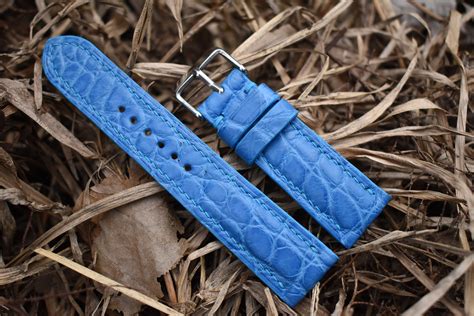 Blue Alligator Leather Strap .